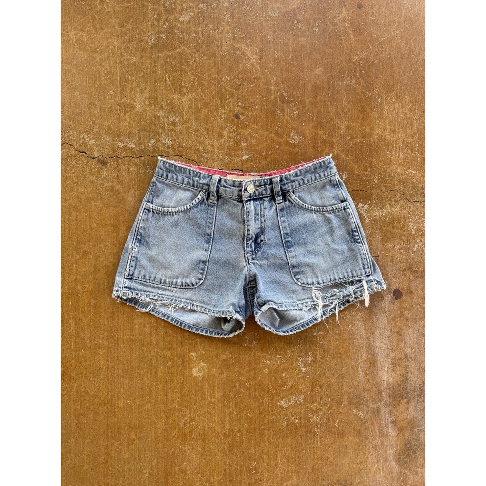 VTG 90s GAP Mini Booty Denim Shorts Distressed Western Y2K WMS 0 26W Blue